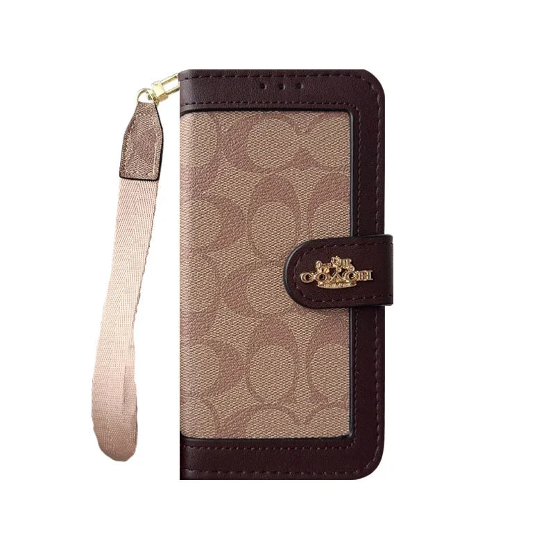Luxury Monogram Canvas Wallet Case for iPhone 12-18 Series