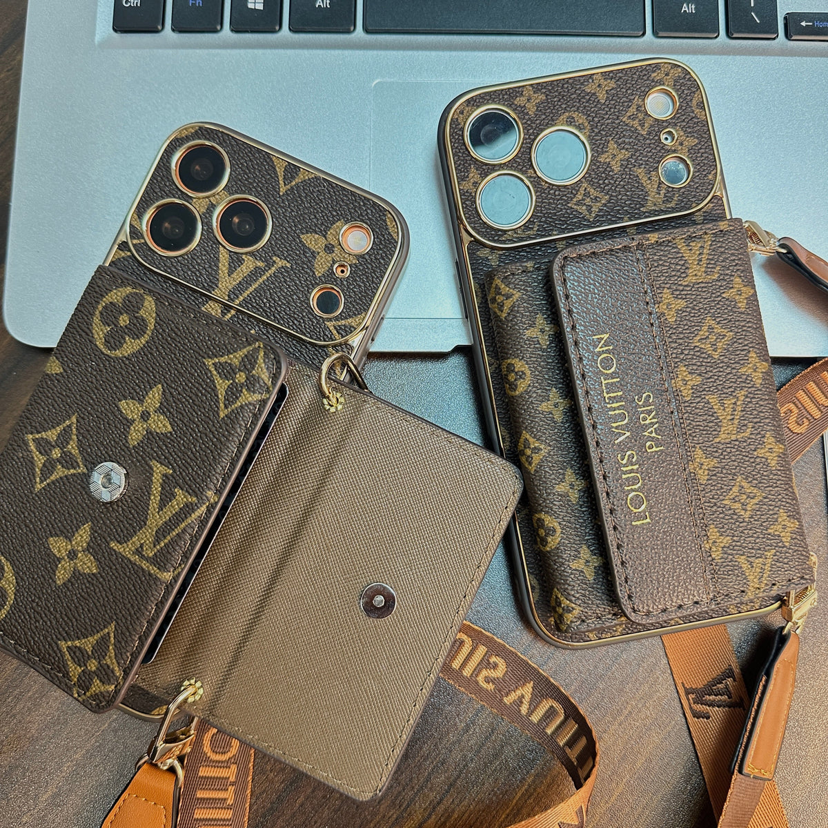 Luxury Lv Leather Phone Case with Wallet for iPhone 13-18 Pro & Pro Max