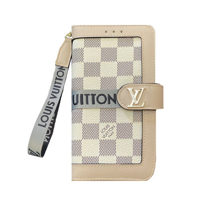 Leather Flip Monogram iPhone Case With Card Holder And Strap