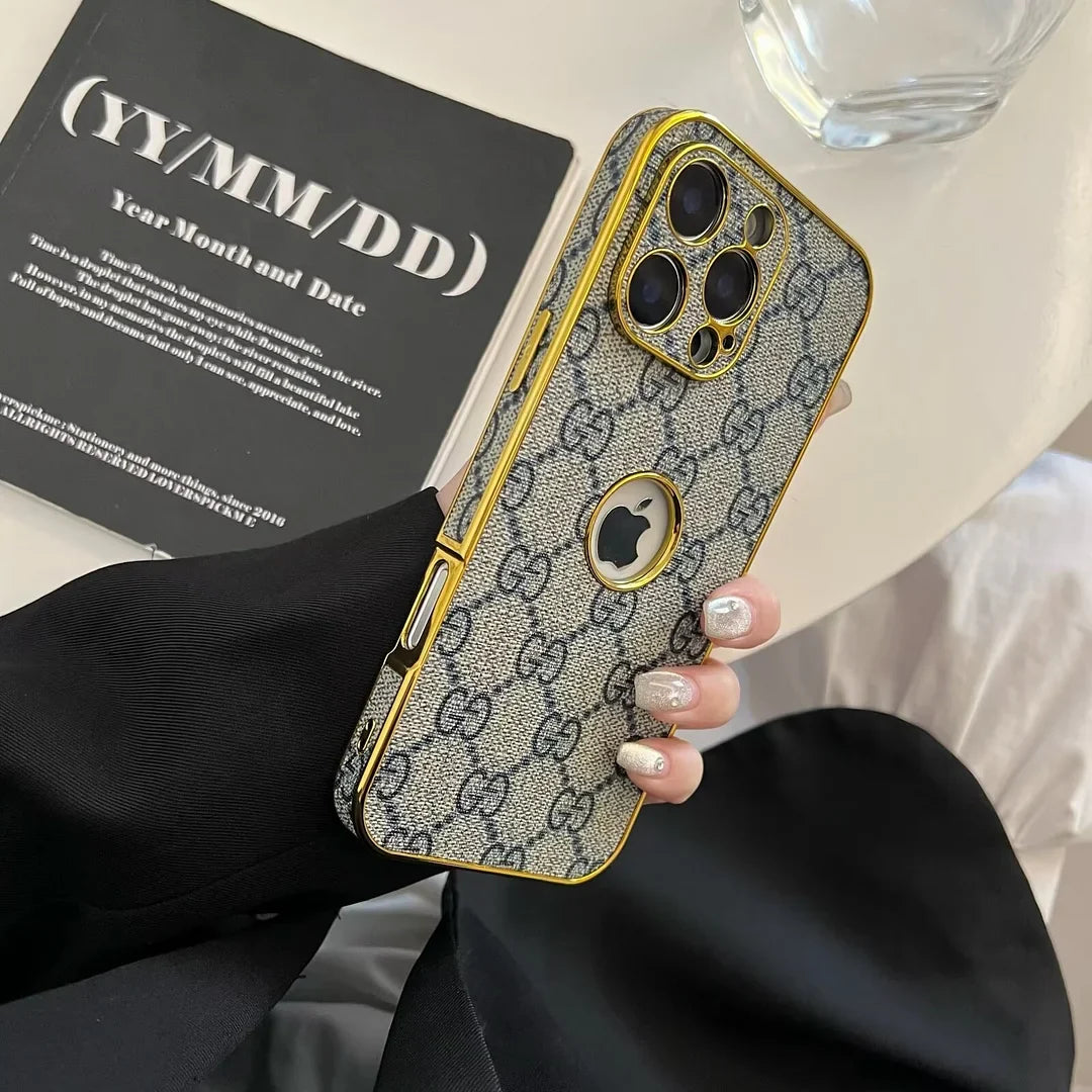 High Quality Electroplated Frame Ophidia GG Leather Apple iPhone Case