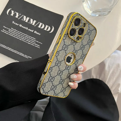 High Quality Electroplated Frame Ophidia GG Leather Apple iPhone Case