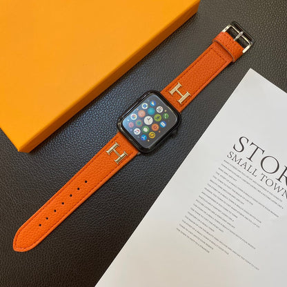 Genuine Lychee Pattern Leather Apple Watch Strap