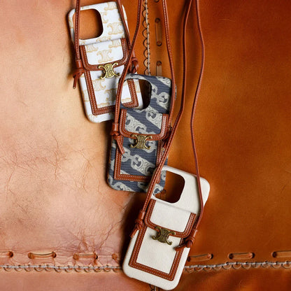 CLASSIC CELINE IPHONE CASE CROSSBODY WHITE PRINT