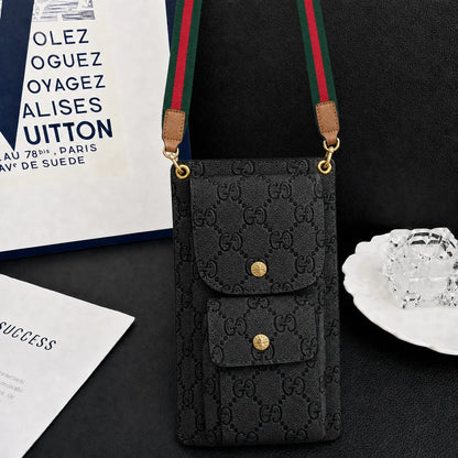 Luxury Gucci Monogram Multi-Pocket Crossbody Phone Bag