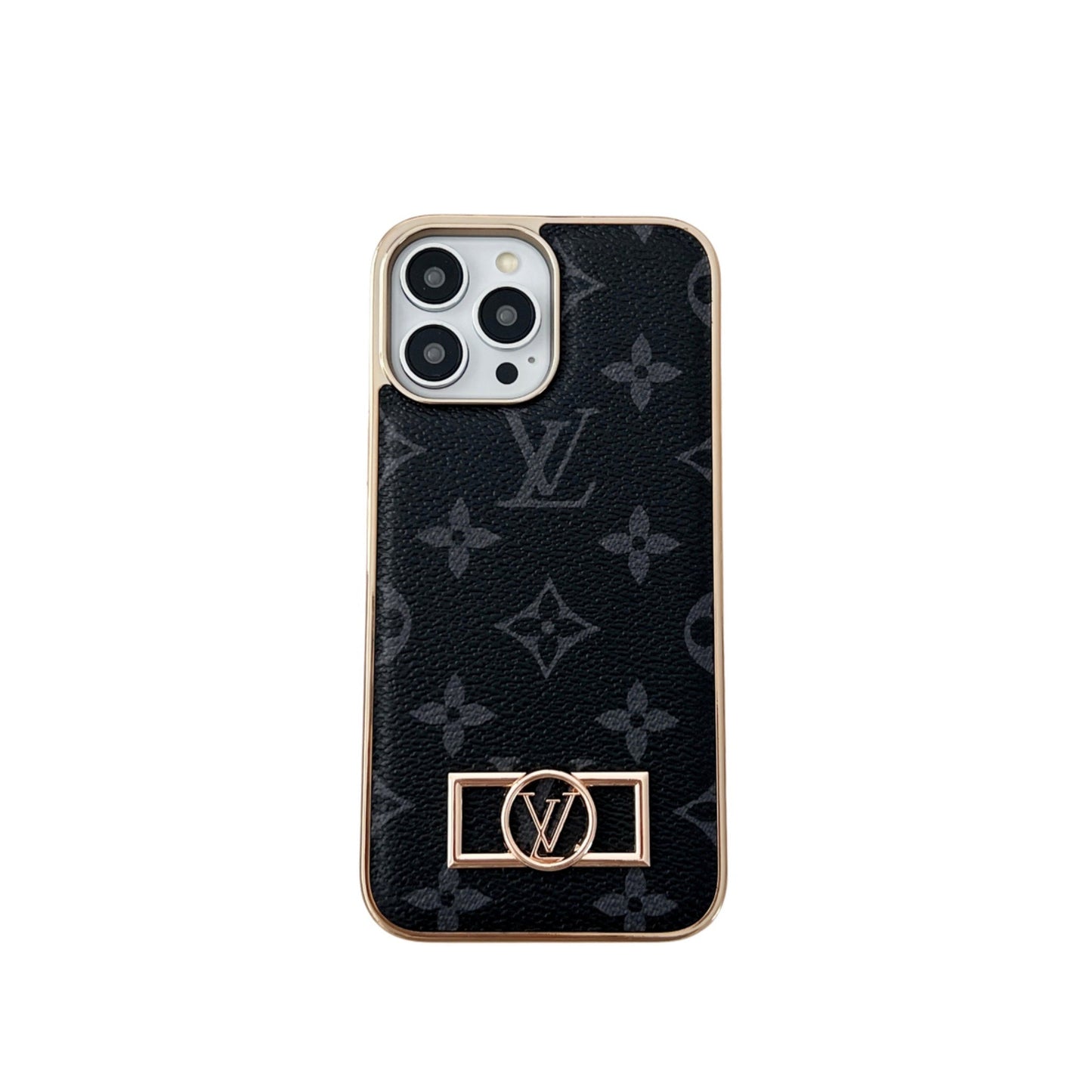 Circle Canvas Leather Premium Electroplating Apple iPhone Case