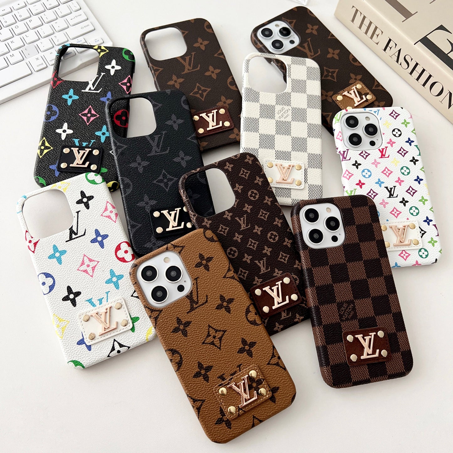 LEATHER PC HARD BACK CASE FOR IPHONE 16 / 15 / 14