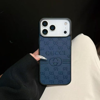 Gucci-Inspired GG Monogram Phone Case – Premium Leather Texture Slim Fit Bumper Case
