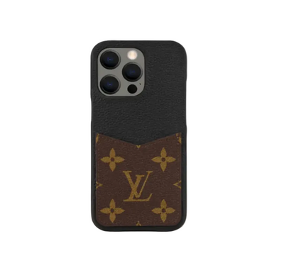 Louis Vuitton Monogram Leather Phone Case with Card Slot Case for iPhone 13-18 Series