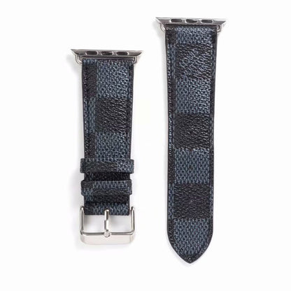 Bracelet de montre Apple Watch classique en cuir et toile à damier avec monogramme