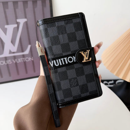 Premium Genuine Leather Canvas Wallet Card Holder iPhone 16 / 15 / 14 Case