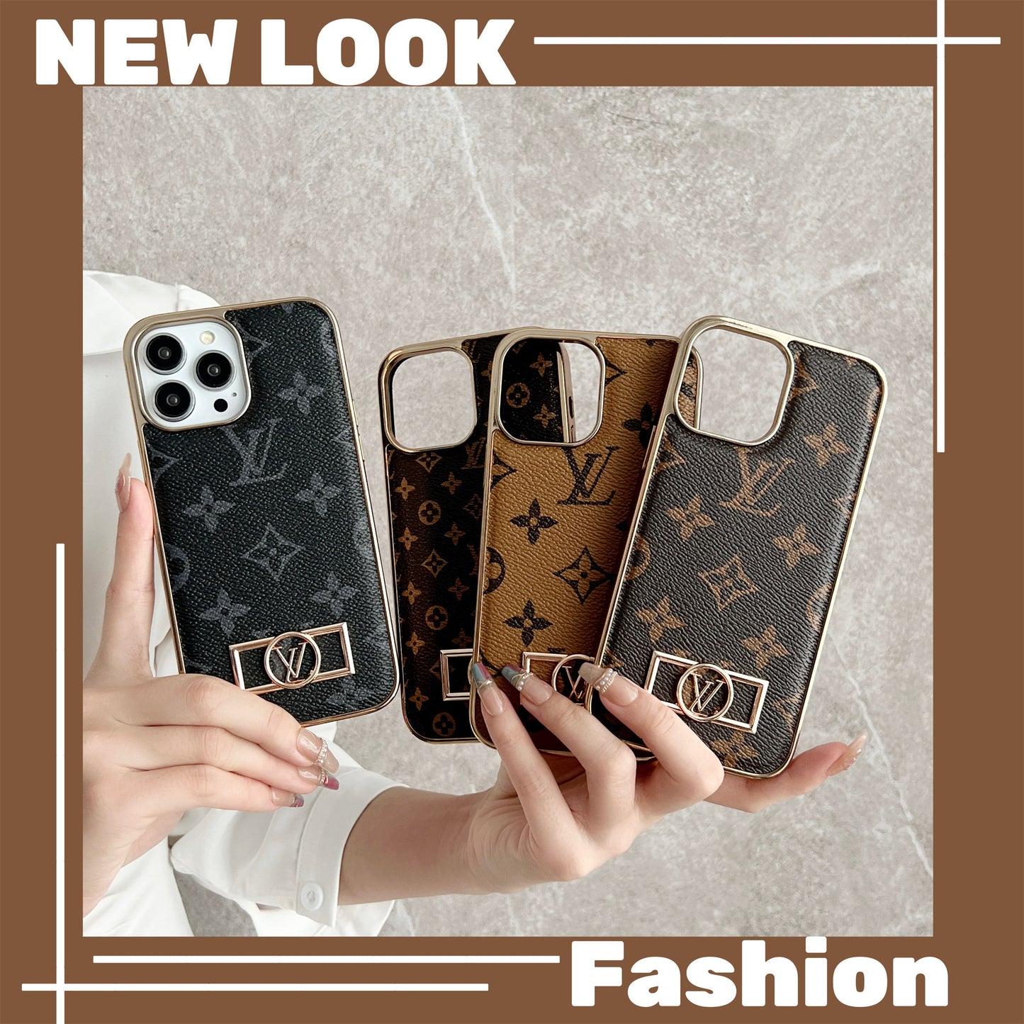 Circle Canvas Leather Premium Electroplating Apple iPhone Case