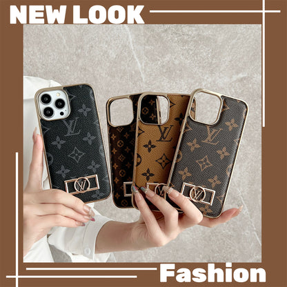 Circle Canvas Leather Premium Electroplating Apple iPhone Case