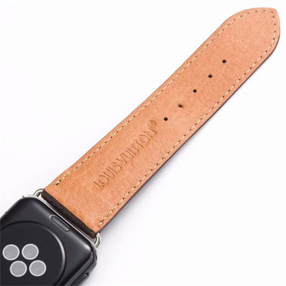 Bracelet de montre Apple Watch classique en cuir et toile à damier avec monogramme