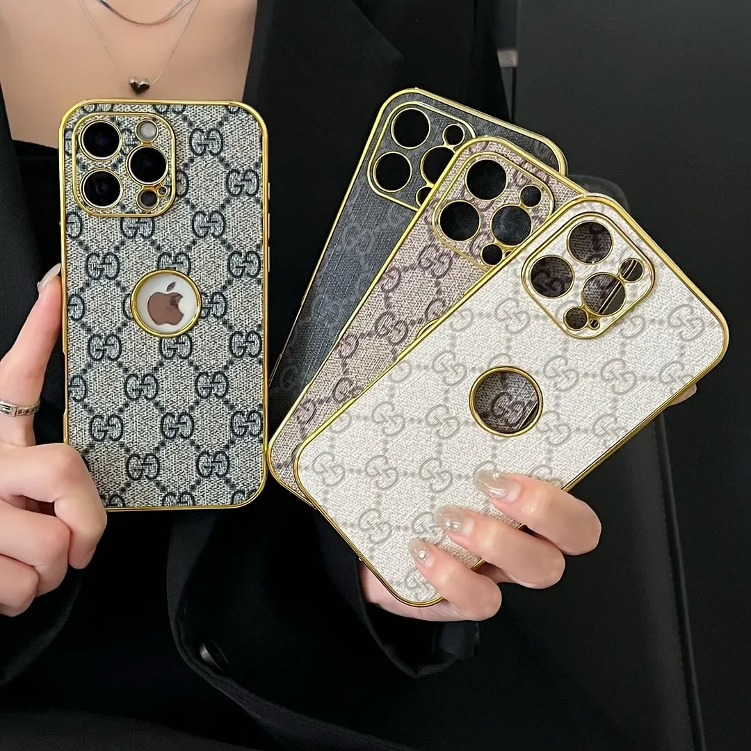 High Quality Electroplated Frame Ophidia GG Leather Apple iPhone Case