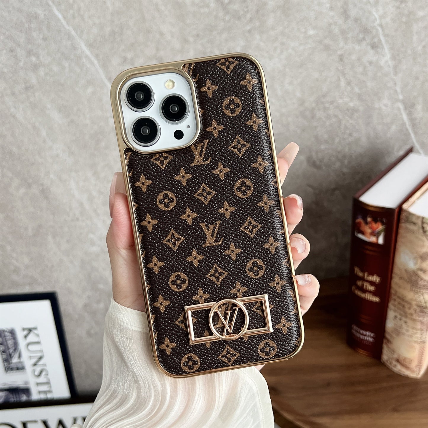 Circle Canvas Leather Premium Electroplating Apple iPhone Case