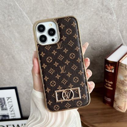 Circle Canvas Leather Premium Electroplating Apple iPhone Case
