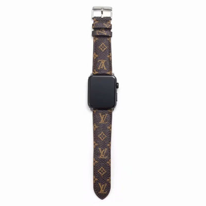Bracelet de montre Apple Watch classique en cuir et toile à damier avec monogramme