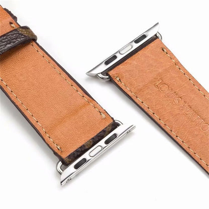 Bracelet de montre Apple Watch classique en cuir et toile à damier avec monogramme