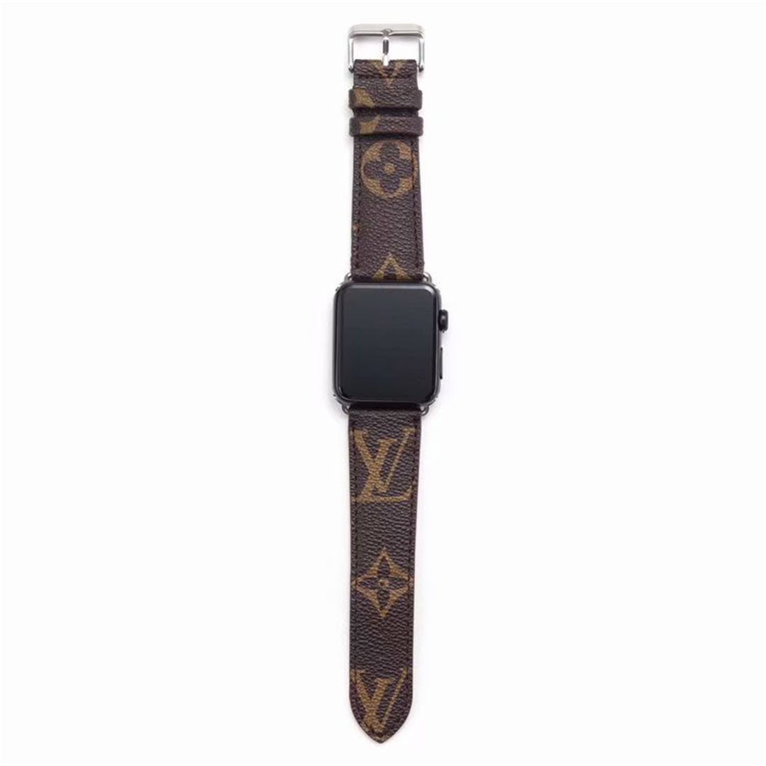 Bracelet de montre Apple Watch classique en cuir et toile à damier avec monogramme