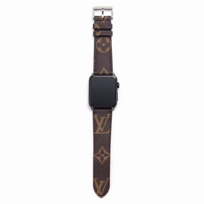 Bracelet de montre Apple Watch classique en cuir et toile à damier avec monogramme