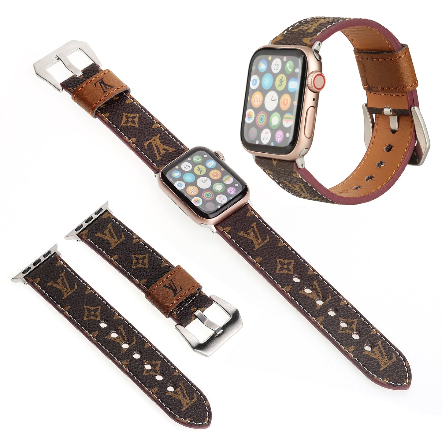 LEATHER MONOGRAM CANVAS APPLE WATCH STRAP
