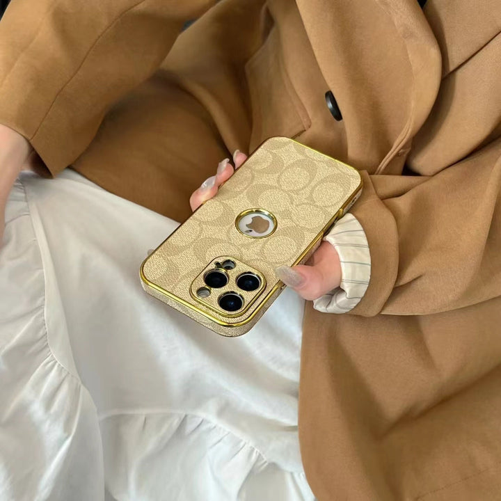 Inspired Luxury Monogram iPhone Case with Gold Trim Roxy New 2
