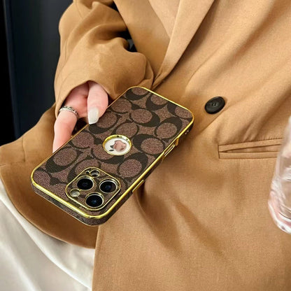 Inspired Luxury Monogram iPhone Case with Gold Trim Roxy New 2