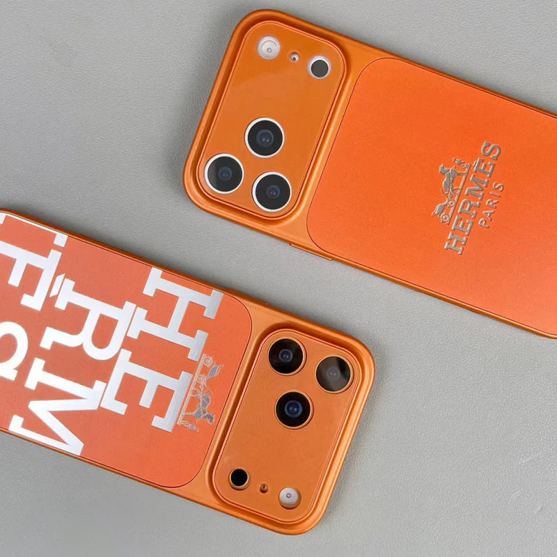 Luxury Hermès Orange iPhone Case - Premium Leather Protection