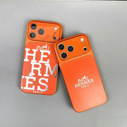 Luxury Hermès Orange iPhone Case - Premium Leather Protection
