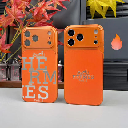 Luxury Hermès Orange iPhone Case - Premium Leather Protection