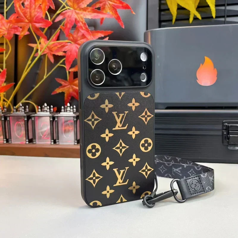 Premium LV Monogram Phone Case with Mini Strap For iPhone 14-18 Pro & Pro Max