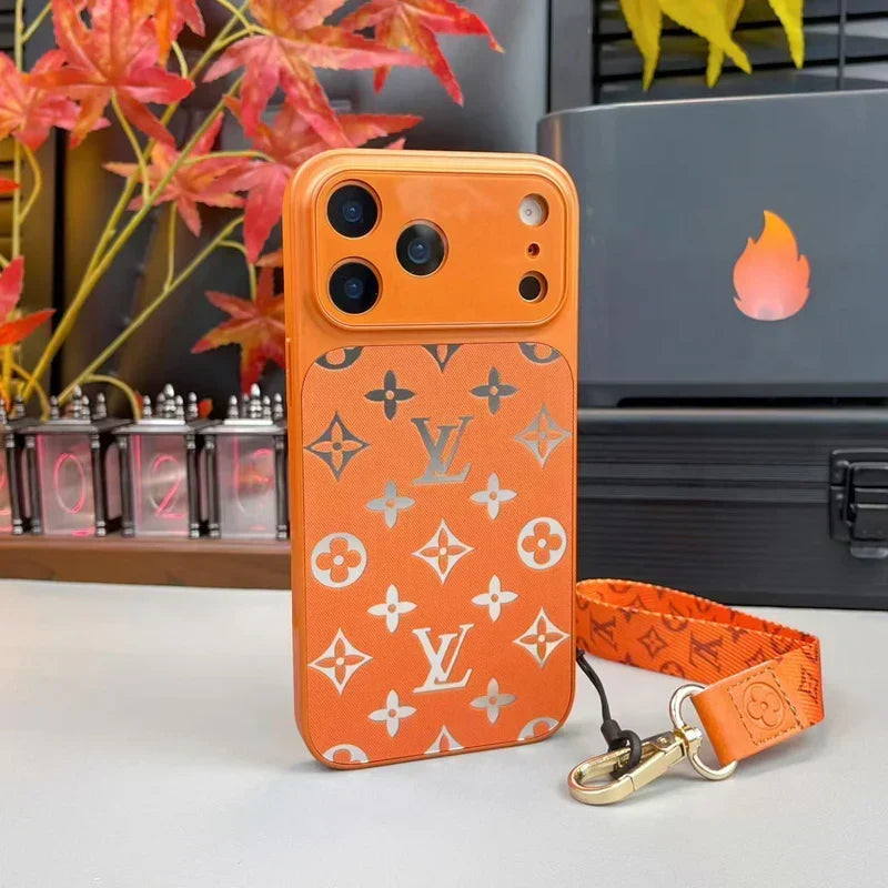 Premium LV Monogram Phone Case with Mini Strap For iPhone 14-18 Pro & Pro Max