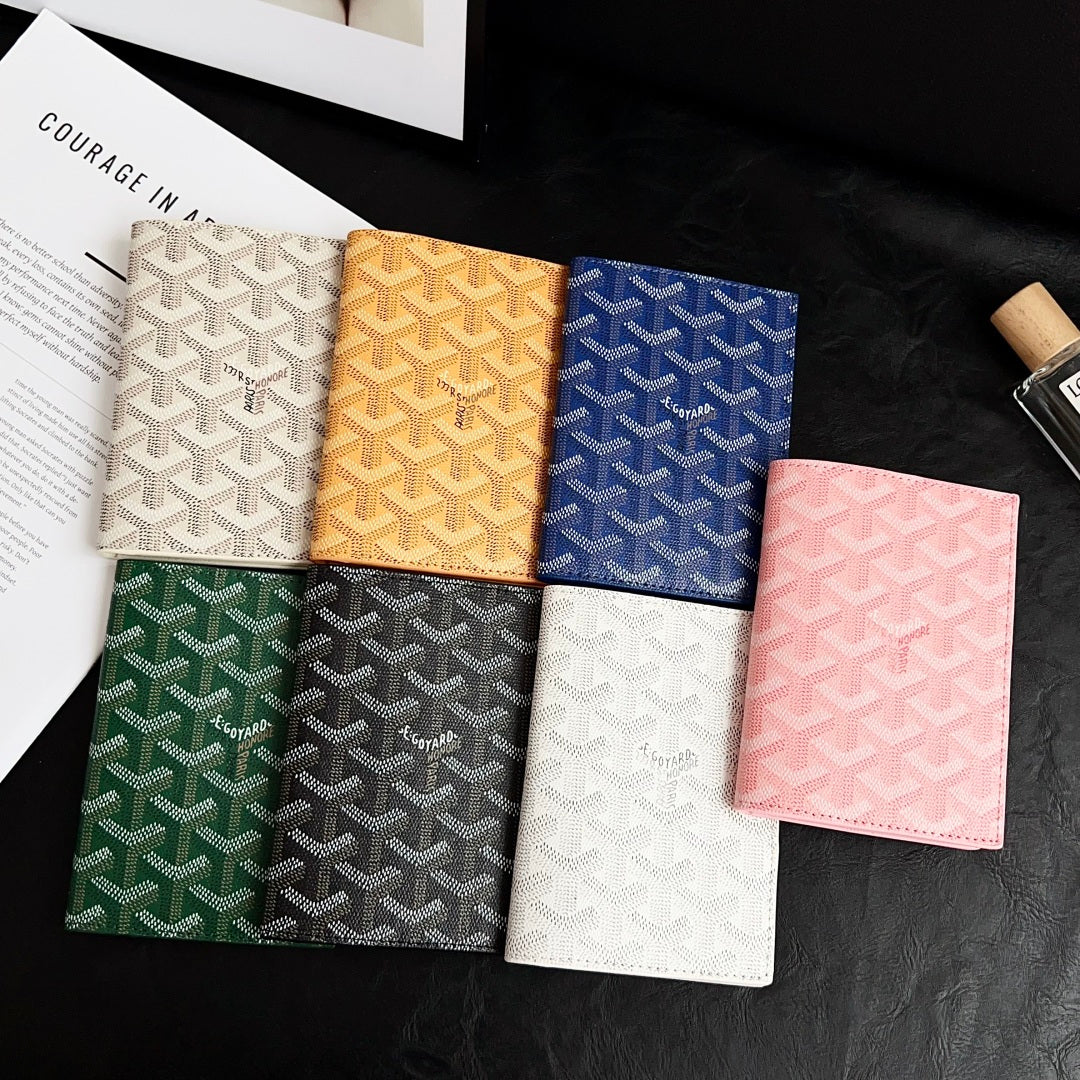 Elegant Goyardine Canvas Passport & Card Covers