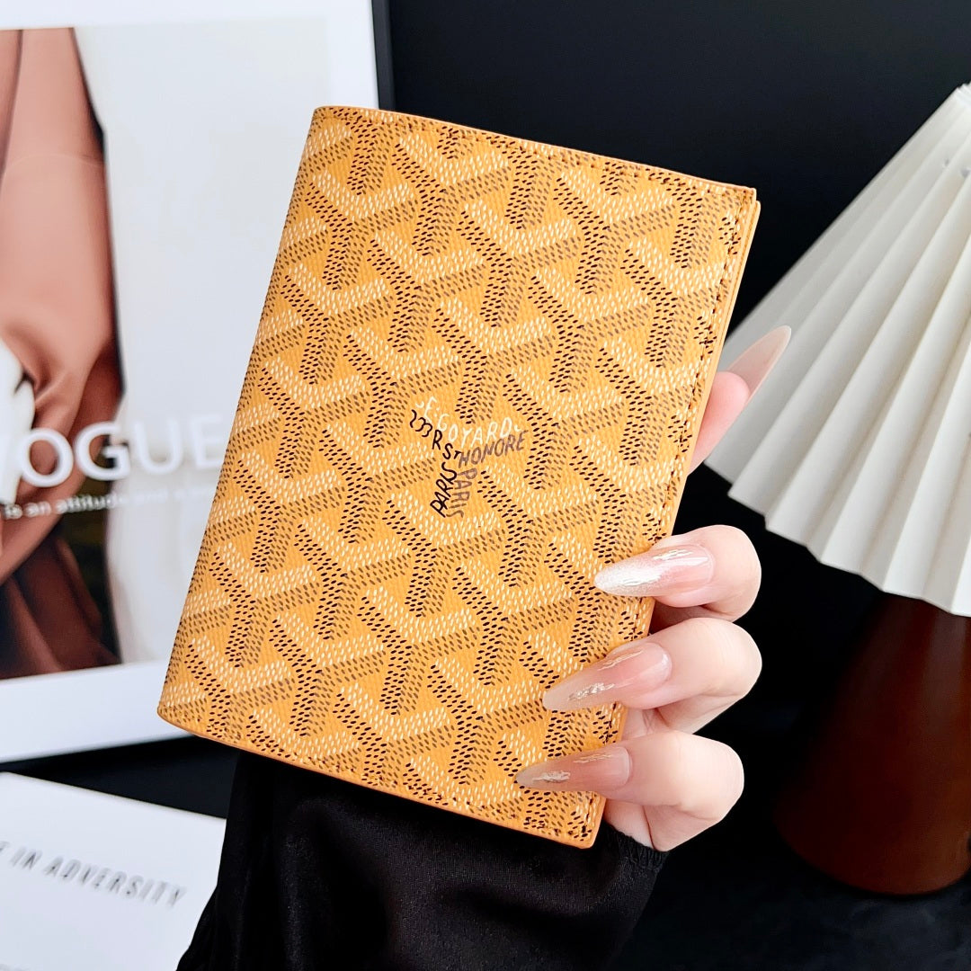 Elegant Goyardine Canvas Passport & Card Covers