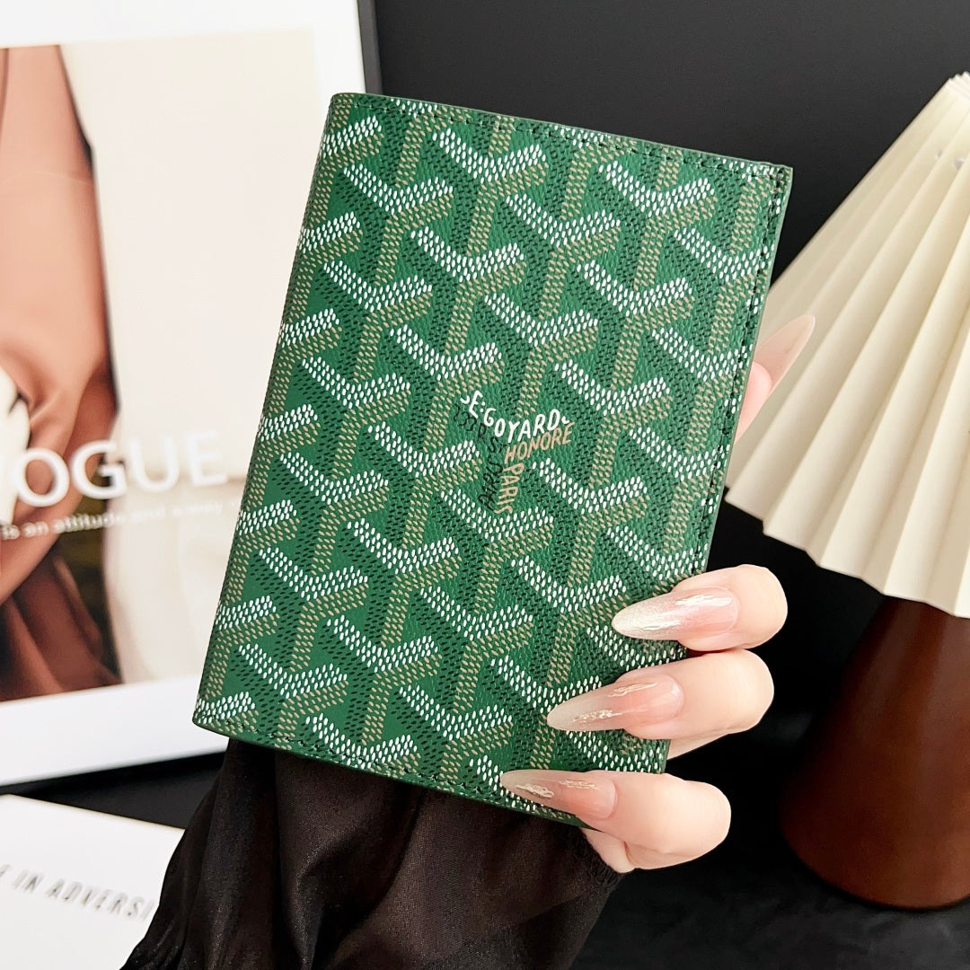 Elegant Goyardine Canvas Passport & Card Covers