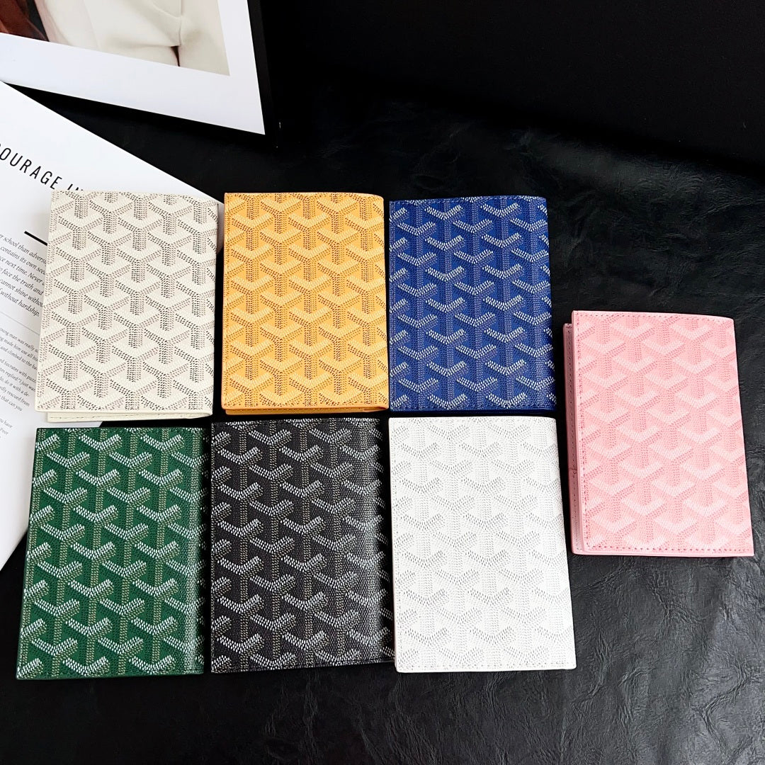 Elegant Goyardine Canvas Passport & Card Covers