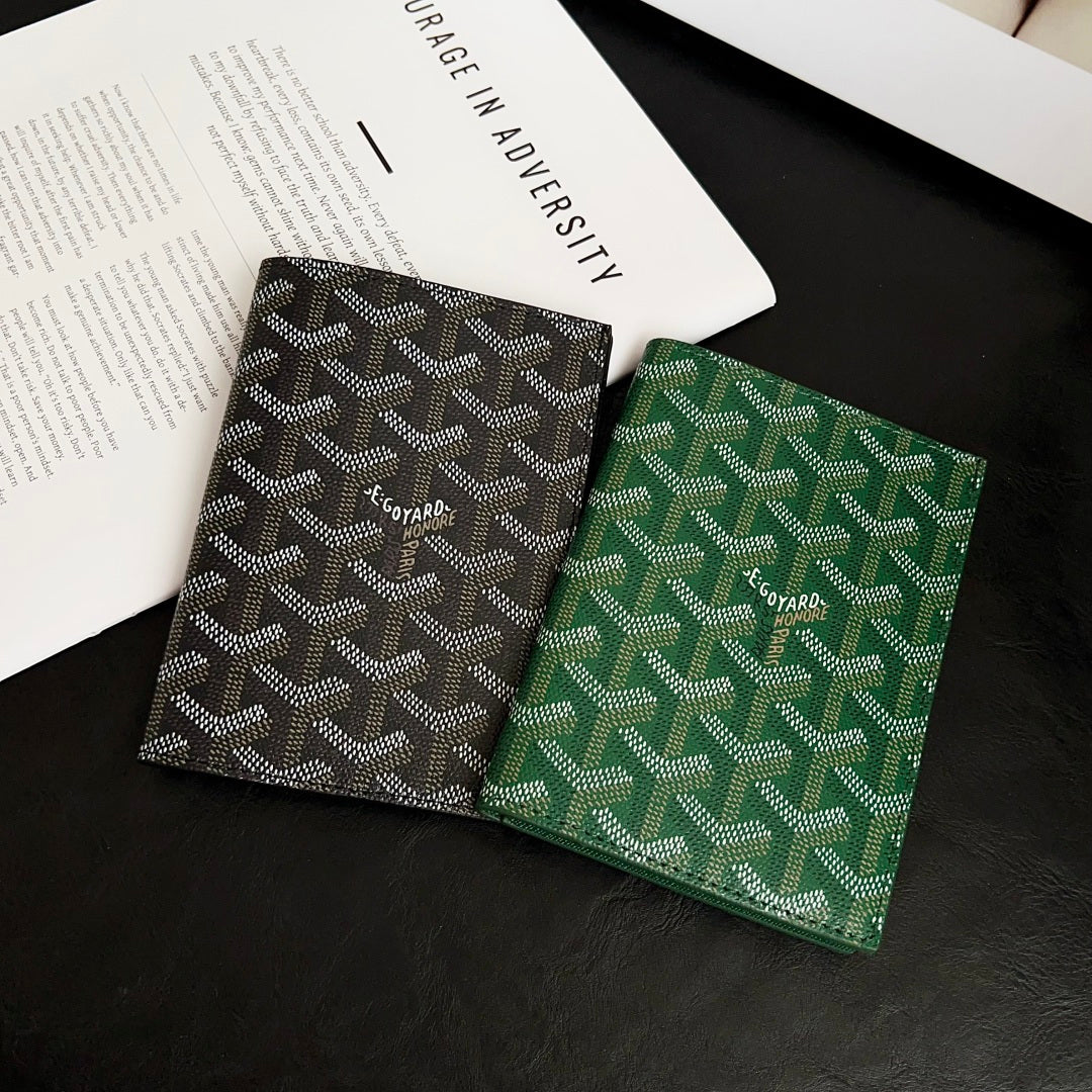 Elegant Goyardine Canvas Passport & Card Covers