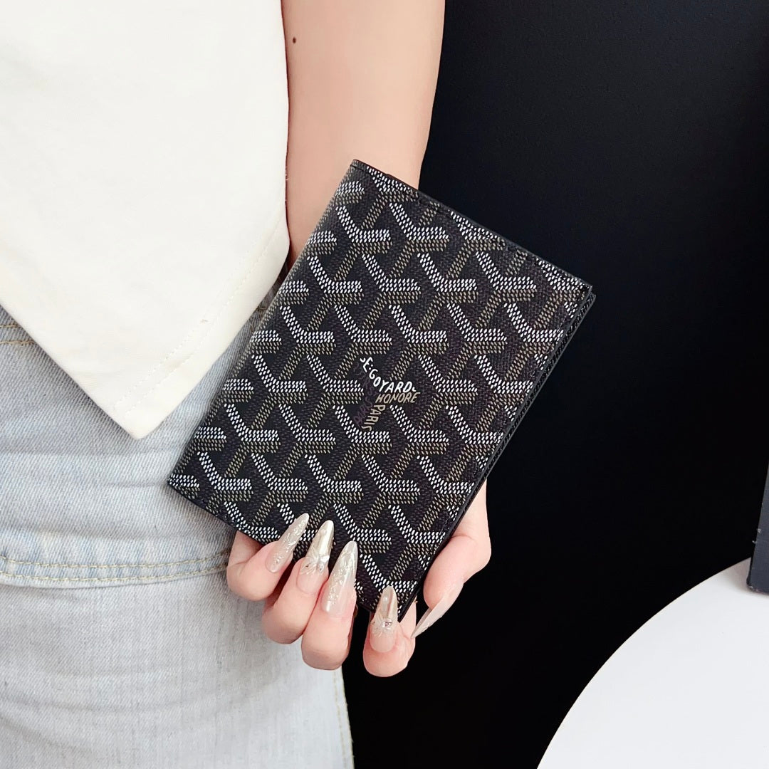 Elegant Goyardine Canvas Passport & Card Covers