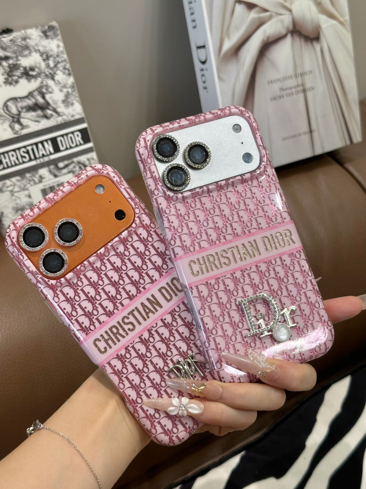 Luxury Dior Case Premium Designer Fabric For iPhone 12-18 Pro & Pro Max