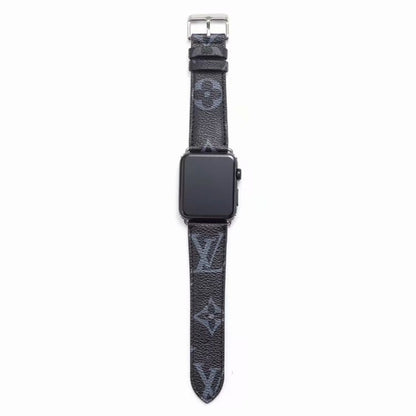 Bracelet de montre Apple Watch classique en cuir et toile à damier avec monogramme