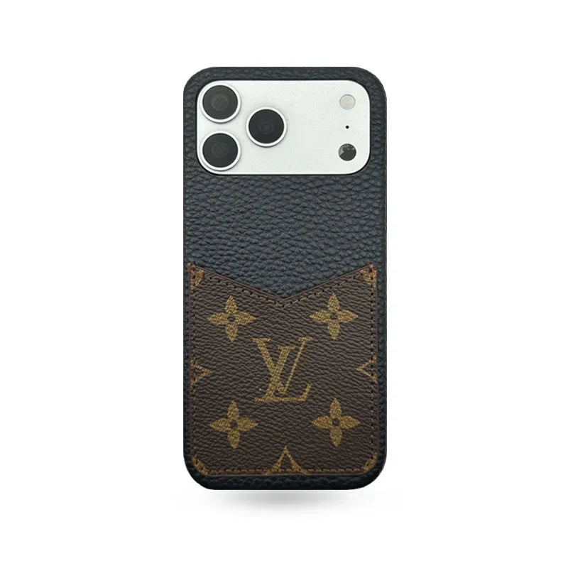 Louis Vuitton Monogram Leather Phone Case with Card Slot Case for iPhone 13-18 Series