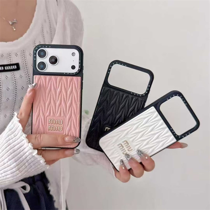 Luxury Matelassé Quilted Leather Phone Case for iPhone 13-18