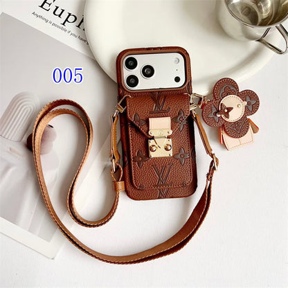 Luxury Monogram Crossbody iPhone Case with Detachable Wallet 13-18 Pro & Pro Max