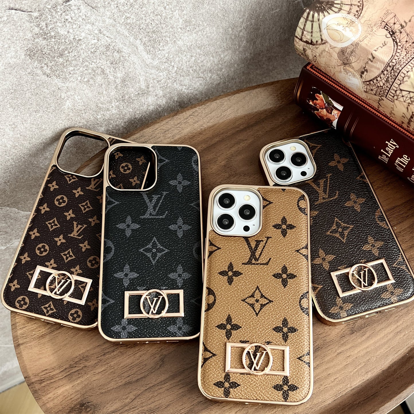 Circle Canvas Leather Premium Electroplating Apple iPhone Case