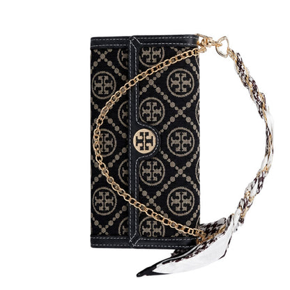 Premium Leather TB Phone Case With Flip Wallet For iPhone 13-18