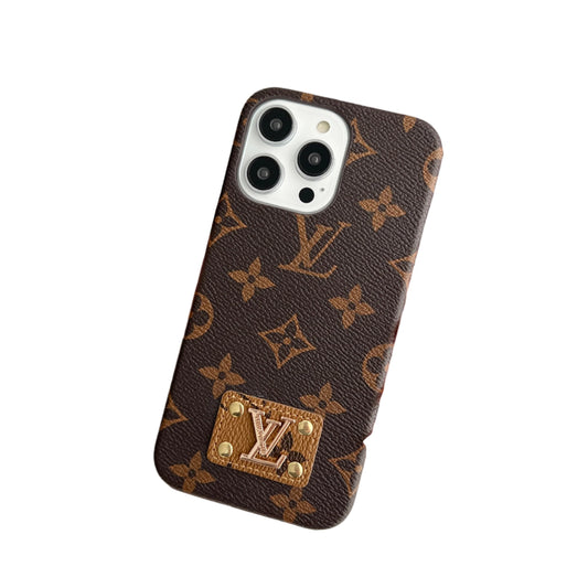 LEATHER PC HARD BACK CASE FOR IPHONE 16 / 15 / 14
