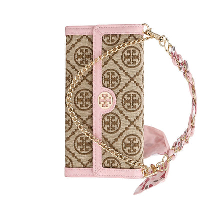 Premium Leather TB Phone Case With Flip Wallet For iPhone 13-18