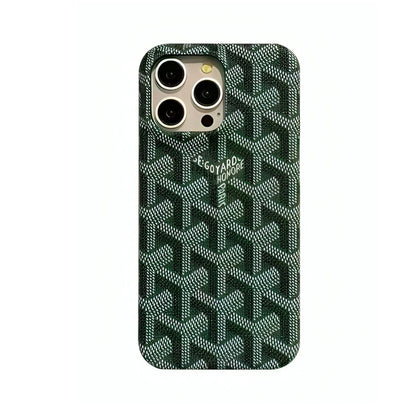 GYD Vintage Monogram Emerald Green Case for iPhone 12-18 Pro & Pro Max