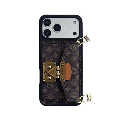 Luxury Louis Vuitton Phone Case with Card Holder and Strap 13-18 Pro & Pro Max