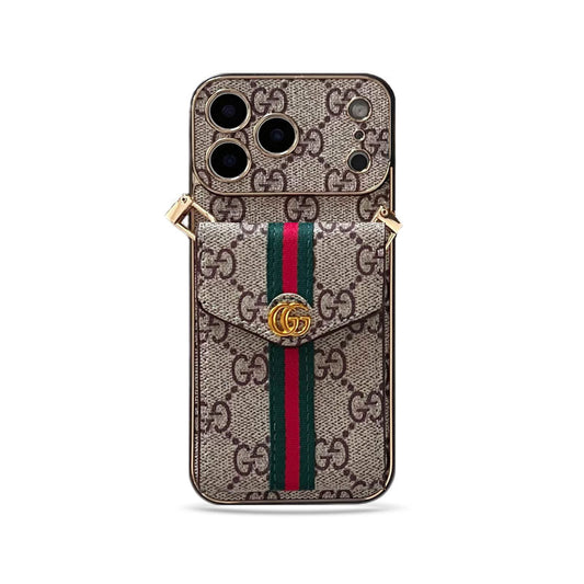 Luxury Classic GG iPhone Case With Card Holder And Strap